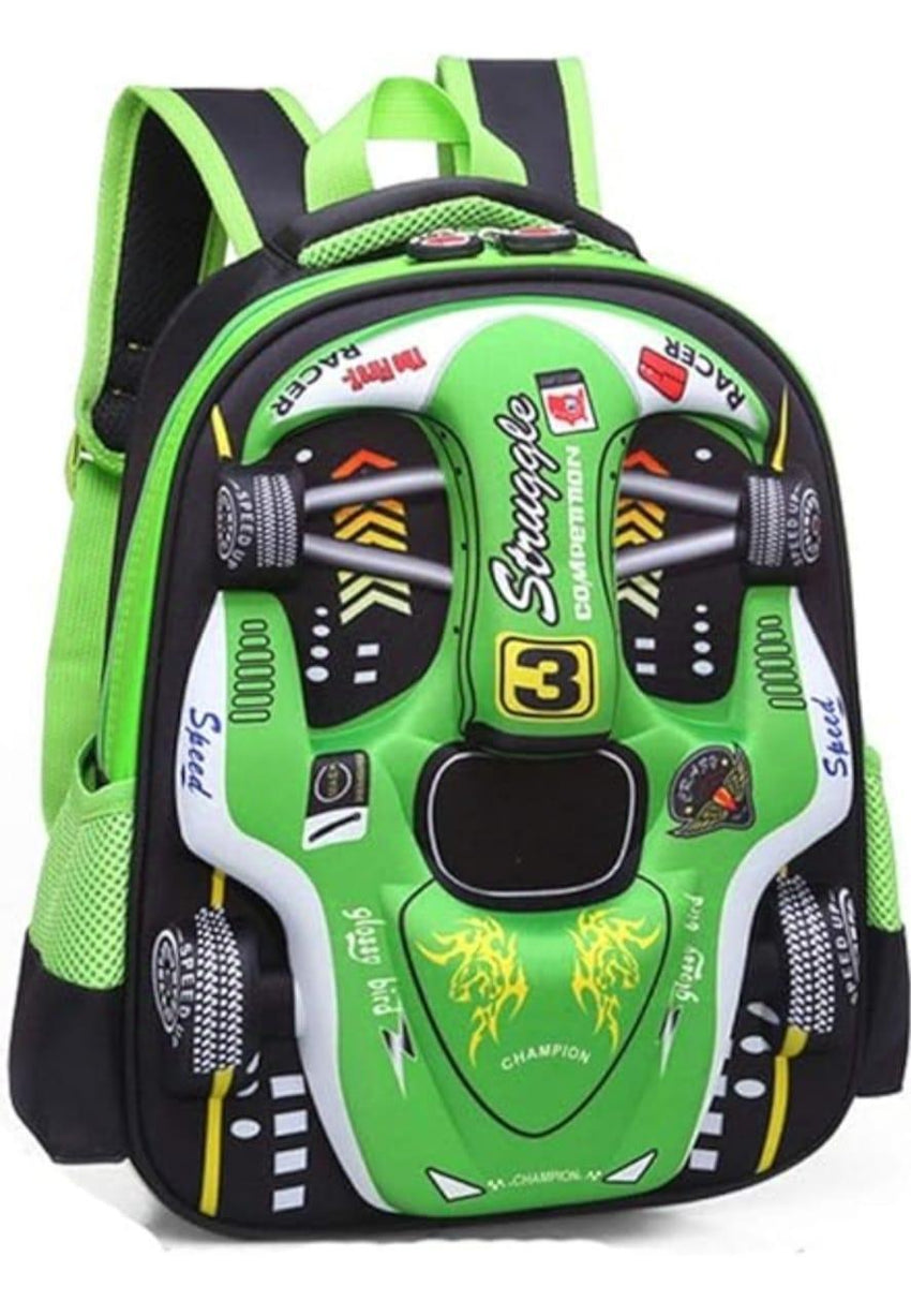 Kids Racing Car Nylon Backpack | Lightweight School Bag for Boys & Girls | Durable Travel & Casual Backpack (Blue)