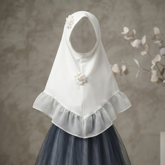 Kids Girls Hijab Korean Chiffon With Handmade Flower | Black