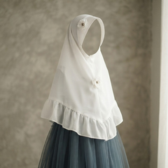 Kids Girls Hijab Korean Chiffon With Handmade Flower | Black