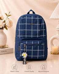 Premium Grid Design Backpack for Students | Lightweight School & College Bag Black