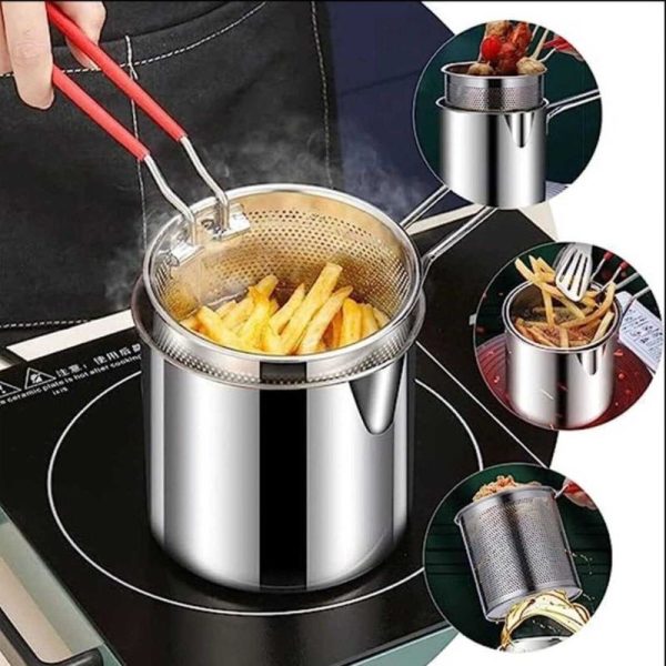 Stainless Steel Deep Fryer Pot With Straine