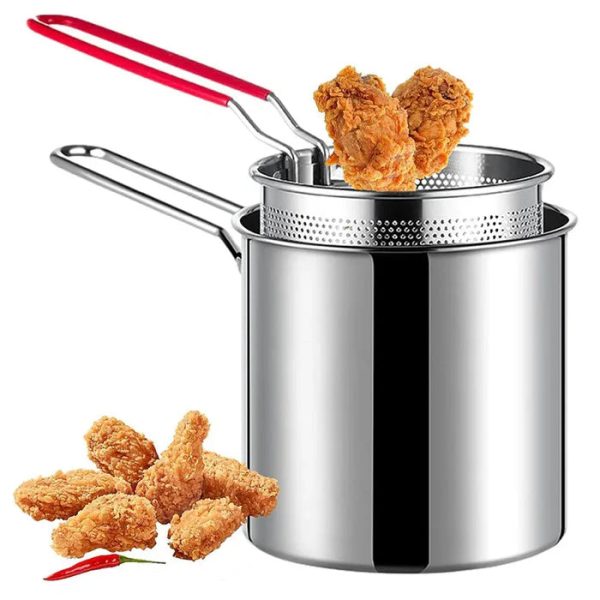 Stainless Steel Deep Fryer Pot With Straine