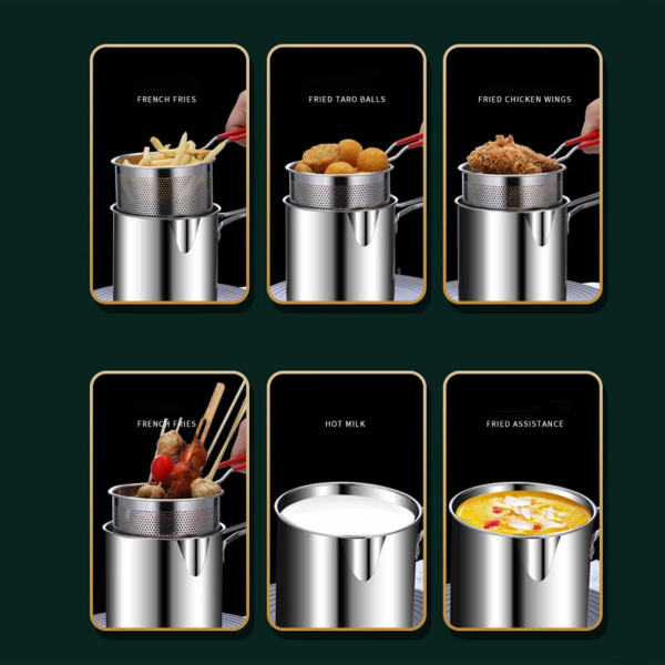 Stainless Steel Deep Fryer Pot With Straine